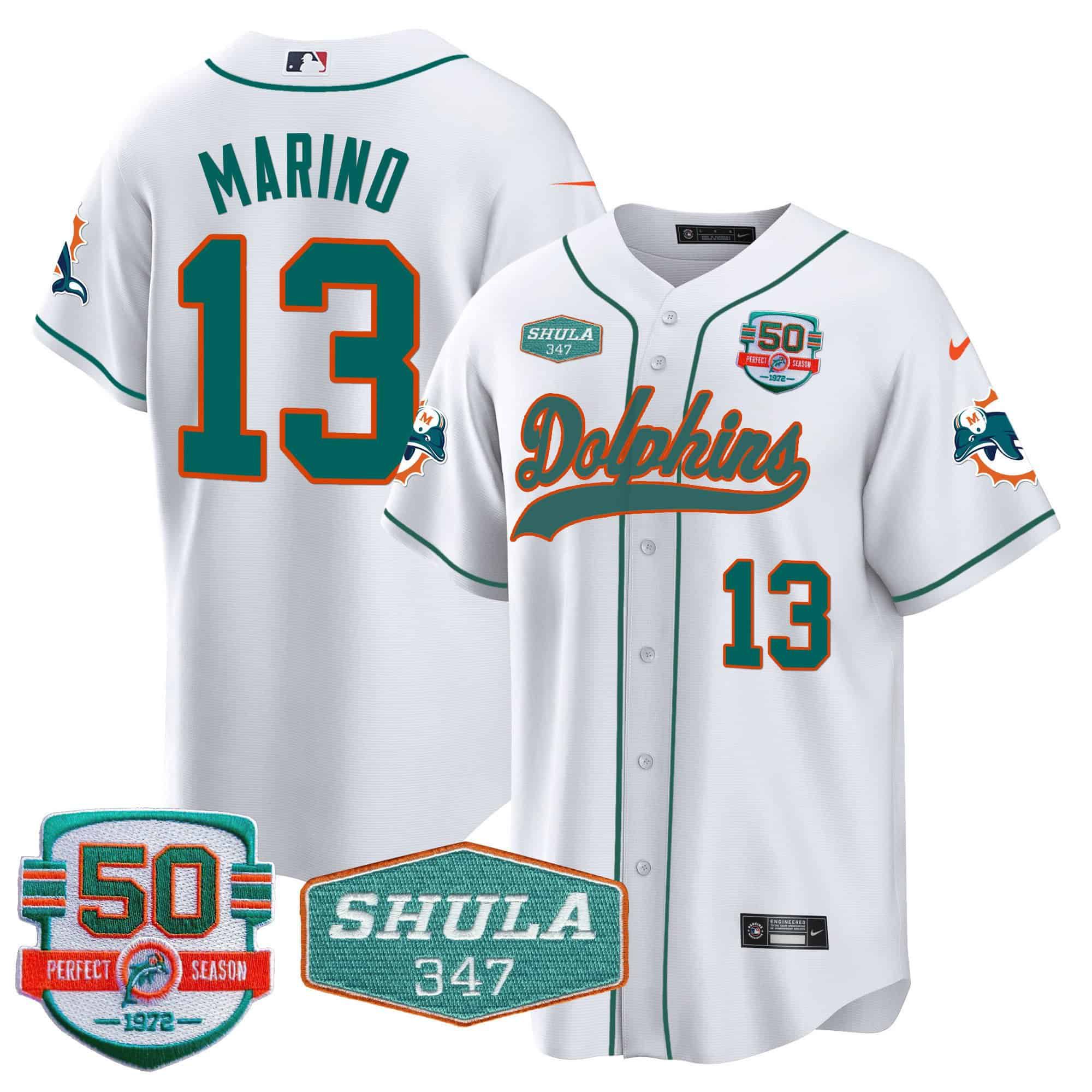 Men Miami Dolphins #13 Marino White 2024 Nike 50th Don Shula Memorial Patch Baseball NFL Jersey->indianapolis colts->NFL Jersey